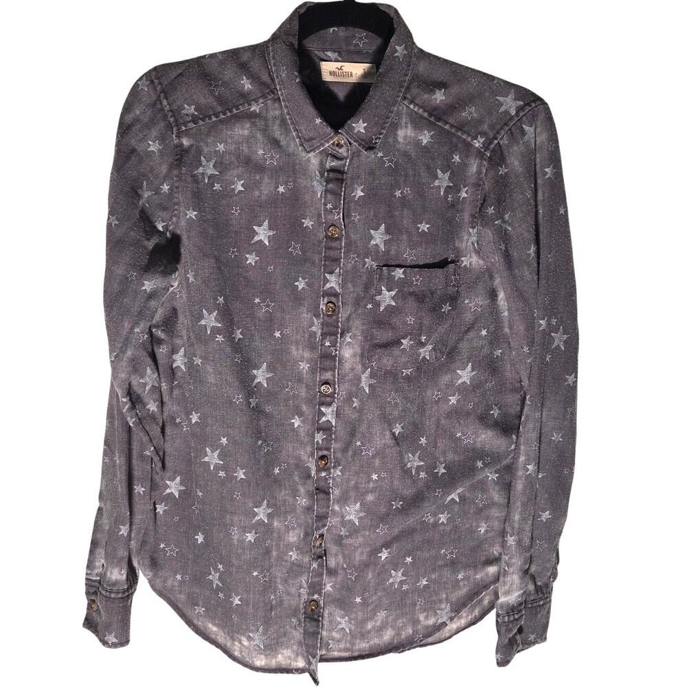 Chic Hollister Acid Wash Black Jean Jacket - Women's Small